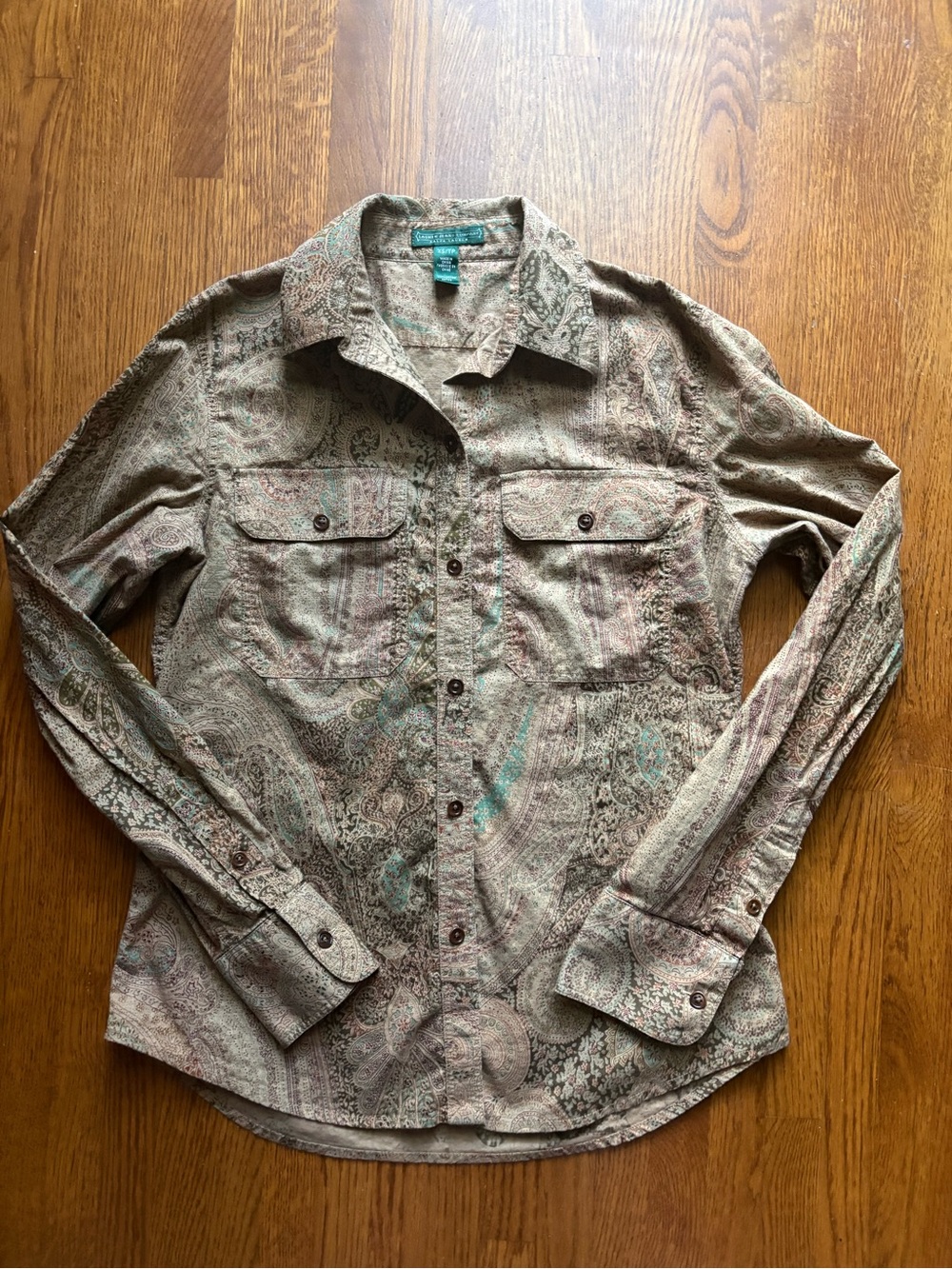 LRL Earth Tone Paisley 100% Cotton Button Down